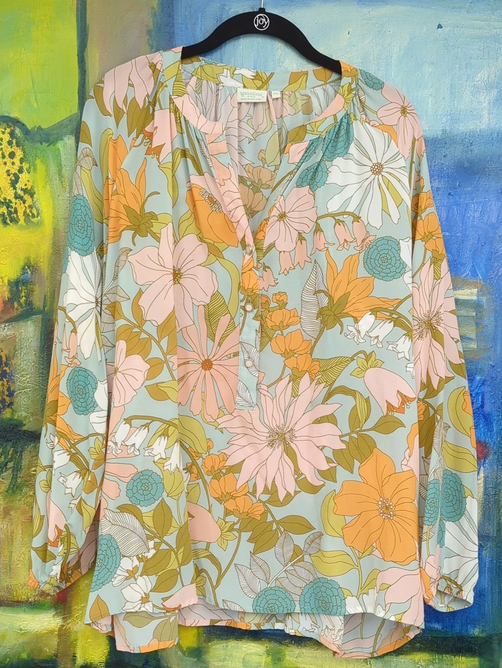 Spartina 449 Silk Floral Tunic Blouse Size XXL